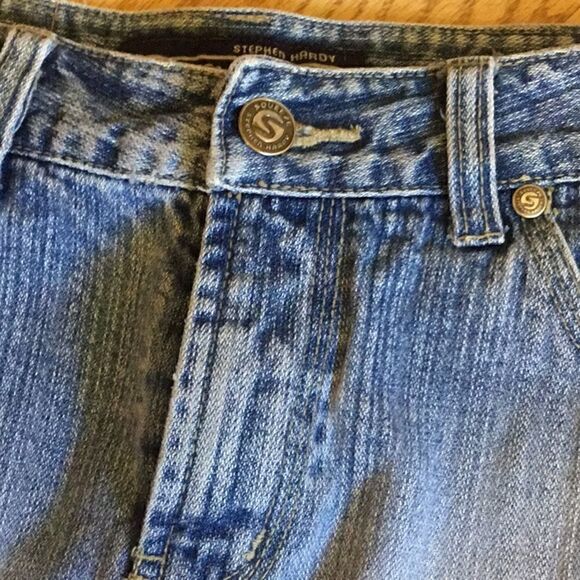 Denim mini by SQUEEZE in 7/8 slightly distressed - Picture 5 of 8